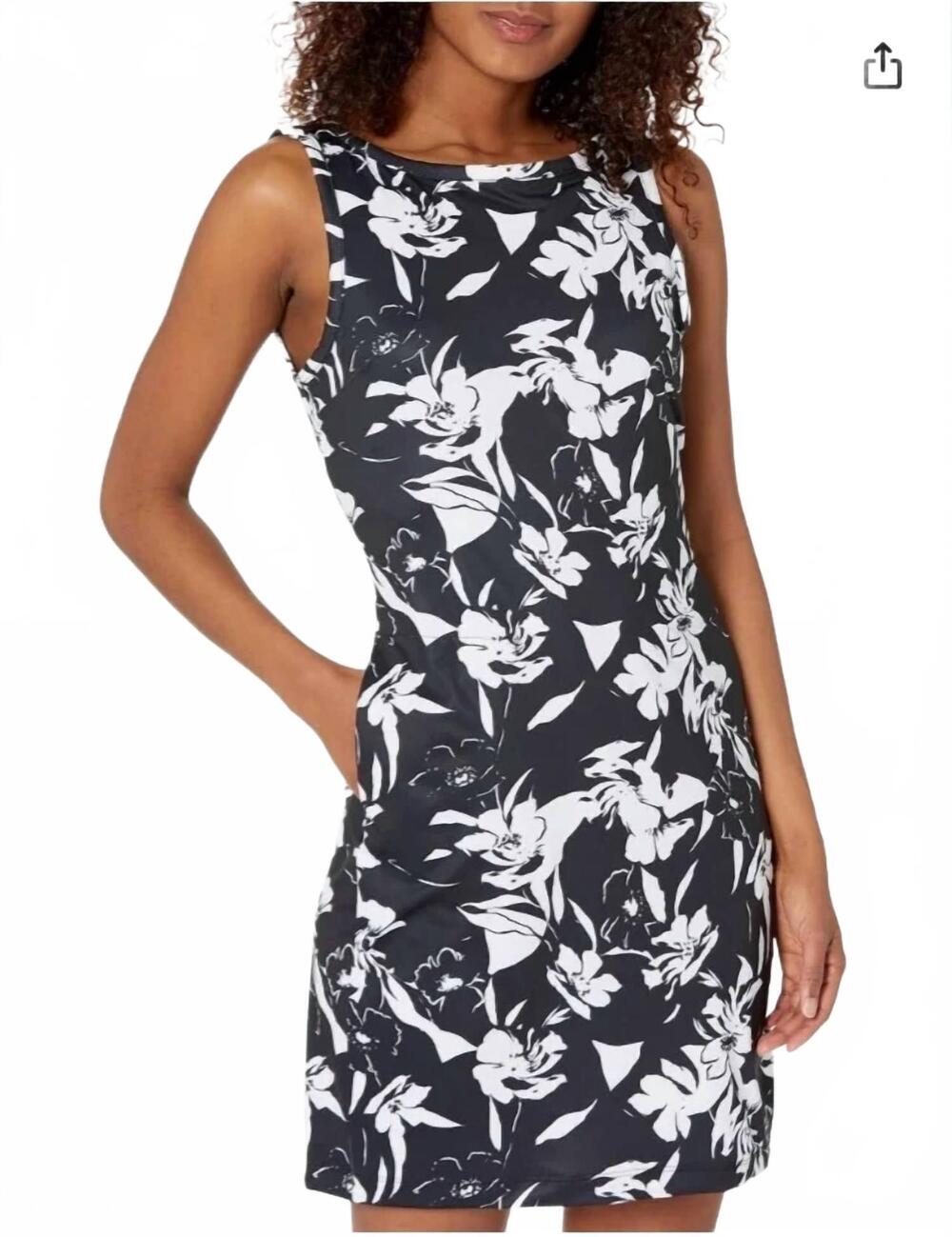 NEW COLUMBIA chill river printed mini dress in black